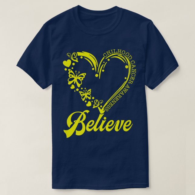T-shirt Le papillon d'or croit la sensibilisation au cance (Design devant)