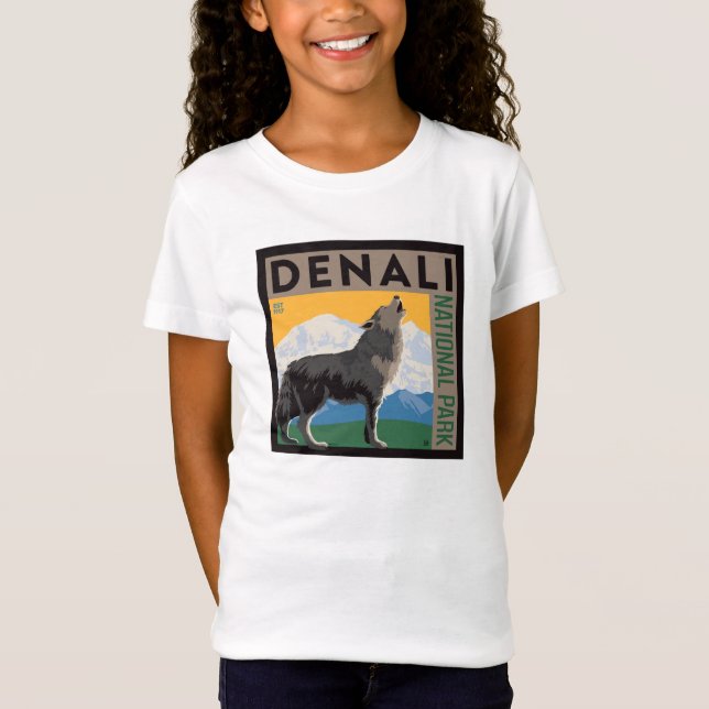 T-Shirt Le Parc national de Denali | Howling Wolf (Devant)