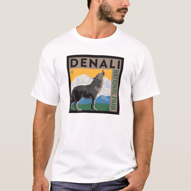 T-shirt Le Parc national de Denali | Howling Wolf (Devant)