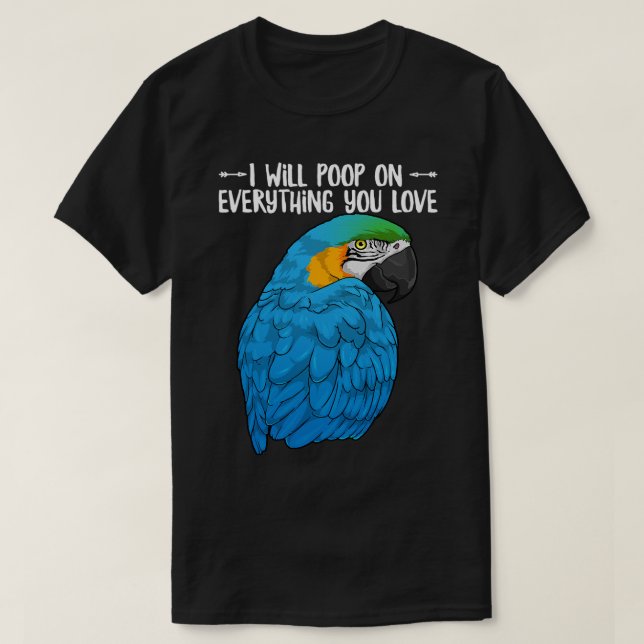 T-shirt Le Parrot Macaw Jaune Bleu Pointera Sur Tout Y (Design devant)