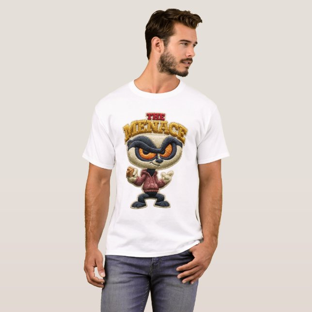 T-shirt Le Patch Brodé Drôle Menace Fauteur de Troubles (Devant entier)