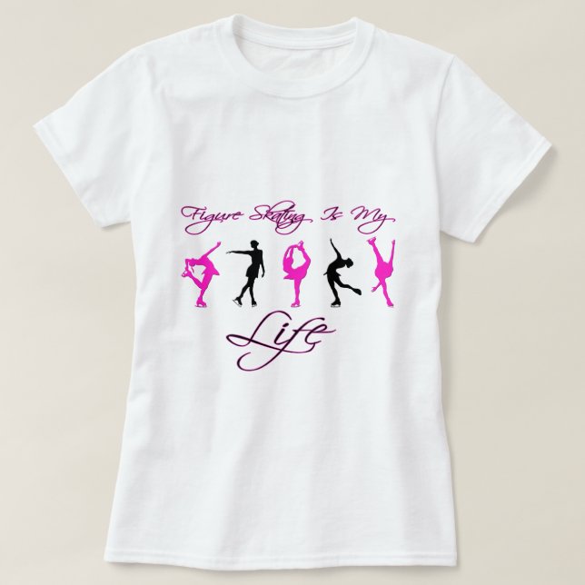 T-shirt Le patinage artistique est ma vie - ROSE et NOIR (Design devant)