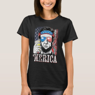 T-shirt Le Patriotique Abraham Lincoln Merica Usa Drapeau 