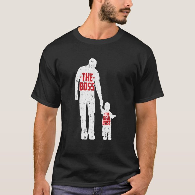 T-shirt Le Patron Le vrai chef Fête des pères Papa Fils Fi (Devant)