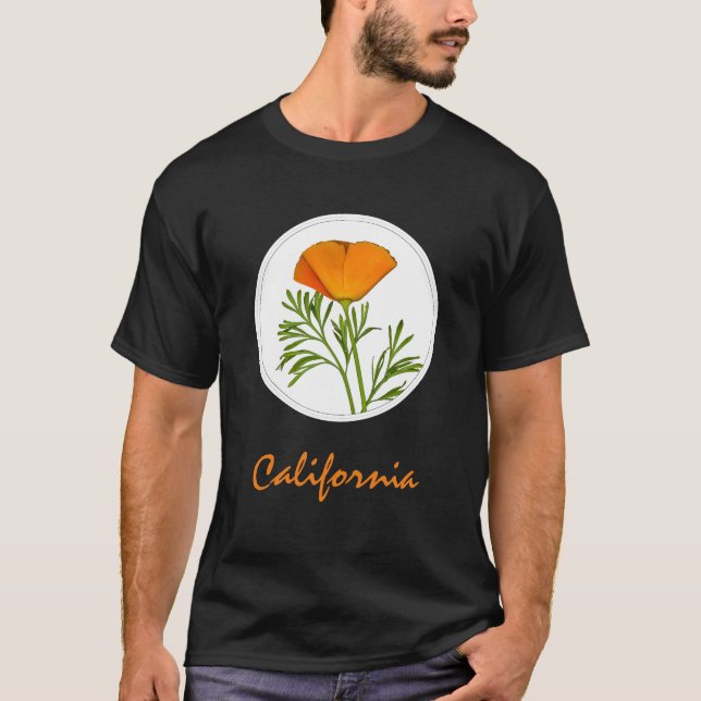 T-shirt Le pavot de Californie dans un cercle, Texte "Cali (Devant)