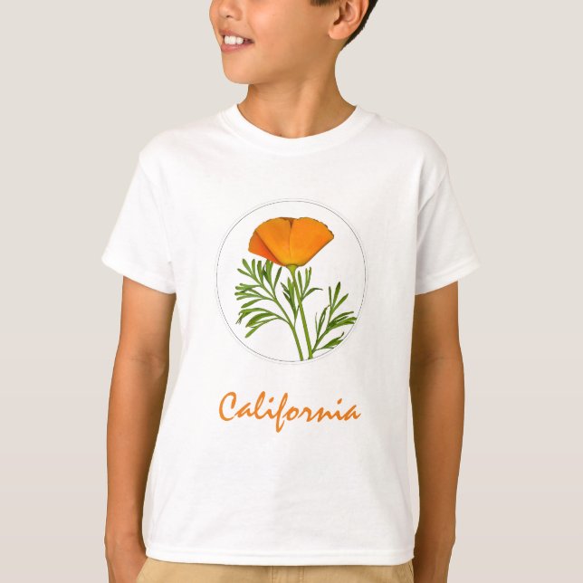 T-shirt Le pavot de Californie dans un cercle, Texte "Cali (Devant)