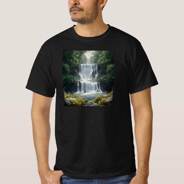 T-shirt Le paysage des chutes d'eau (Devant)