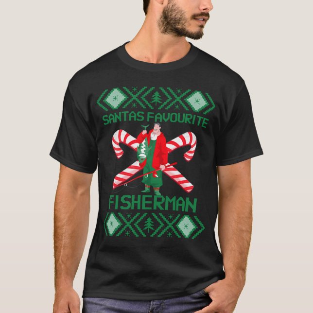 T-SHIRT LE PÊCHEUR PRÉFÉRÉ DU PÈRE NOËL (Devant)