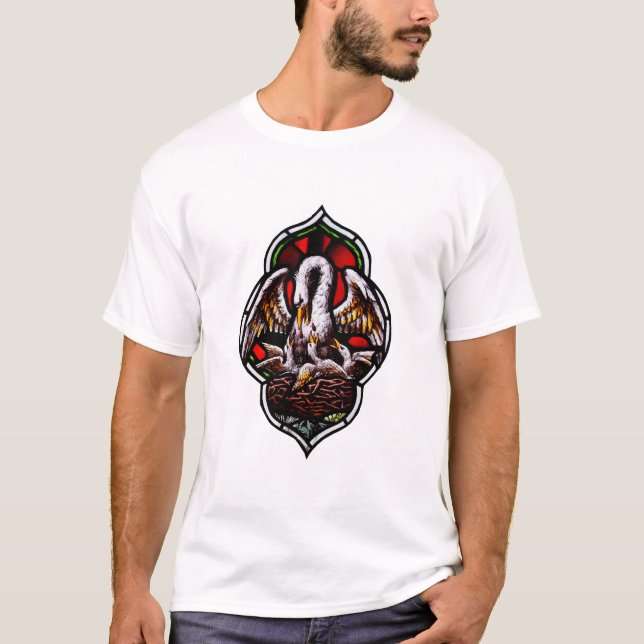 T-shirt Le pélican comme symbole chrétien (Devant)