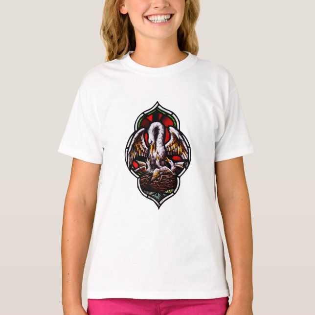 T-shirt Le pélican comme symbole chrétien (Devant)