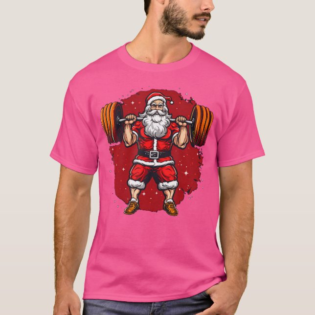T-shirt Le Père Noël aime les poids de levage (Devant)