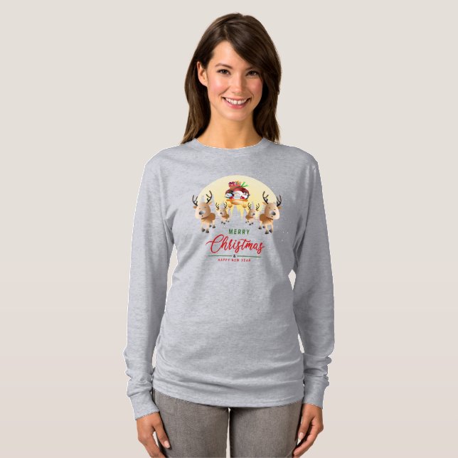 T-shirt Le Père Noël arrive | Manche longue pour femmes (Devant entier)