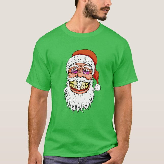 T-shirt le père noël avec le sourire de Joyeux Noël (Devant)
