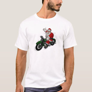 T-shirt Le père noël drôle sur la motocyclette vintage