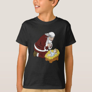 T-shirt Le Père Noël enflammé par le bébé Jésus T-No