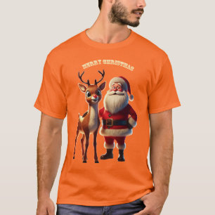 T-shirt Le Père Noël et Rudolph l'URM des rennes à nez rou