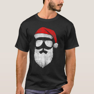 T-shirt Le Père Noël Face Lunettes De Soleil Avec Barbe Ca