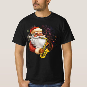 T-shirt Le Père Noël Jouant Saxophone Musicien Chr