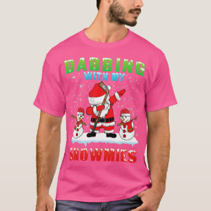 T-shirt Le Père Noël Joue Au Hockey Dabbing Avec Des Neige