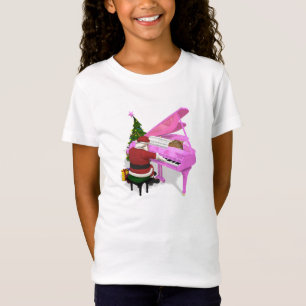 T-Shirt Le Père Noël Joue Un Piano Rose