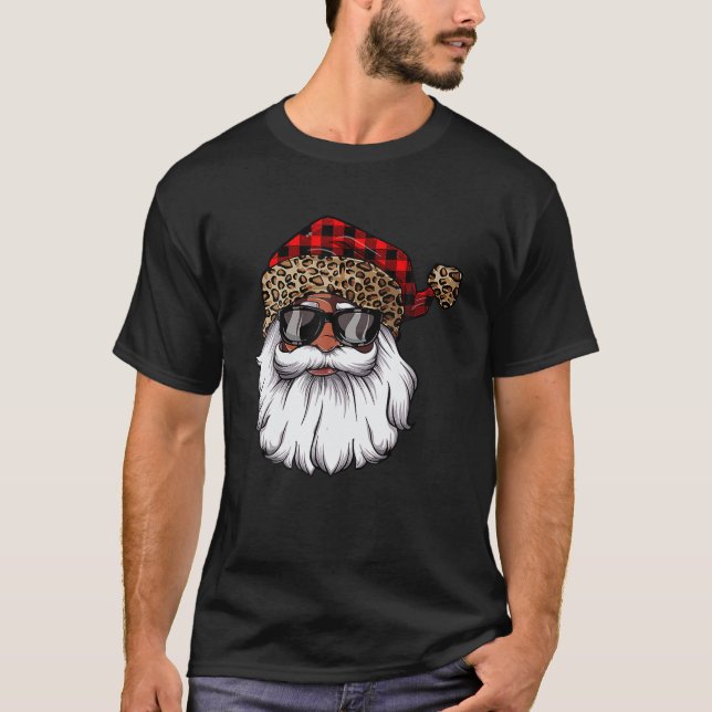 T-shirt Le Père Noël noir Léopa (Devant)