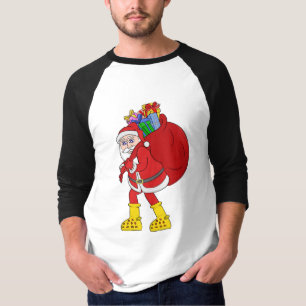 T-shirt Le Père Noël porte de grosses bottes jaunes