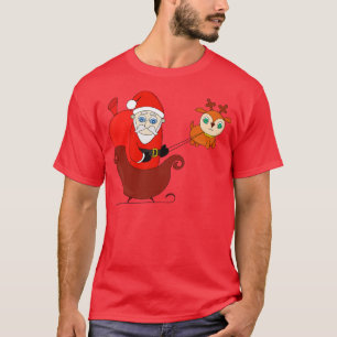 T-shirt Le Père Noël sur la sellette avec un mignon renne