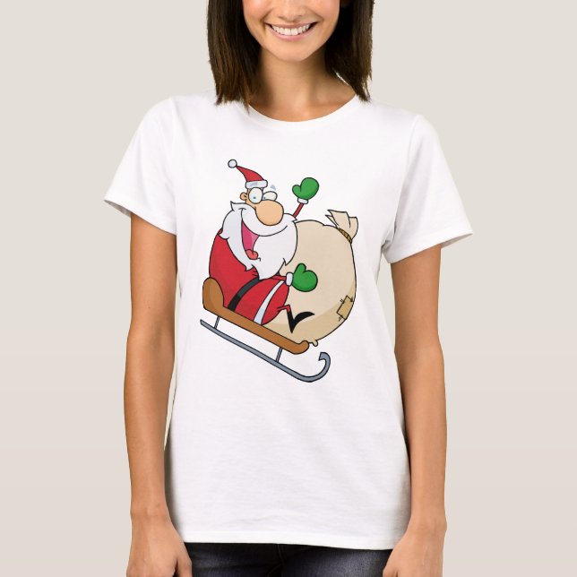 T-shirt Le Père Noël sur Sleigh (Devant)