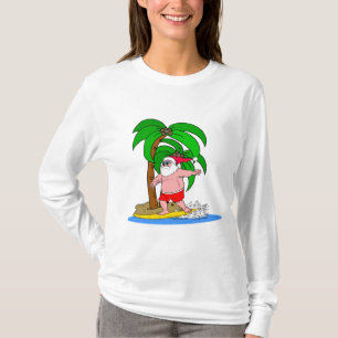 T-shirt le père noël surfant