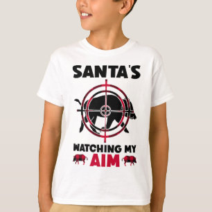 T-shirt Le Père Noël surveille ma visée - Chasse au sangli