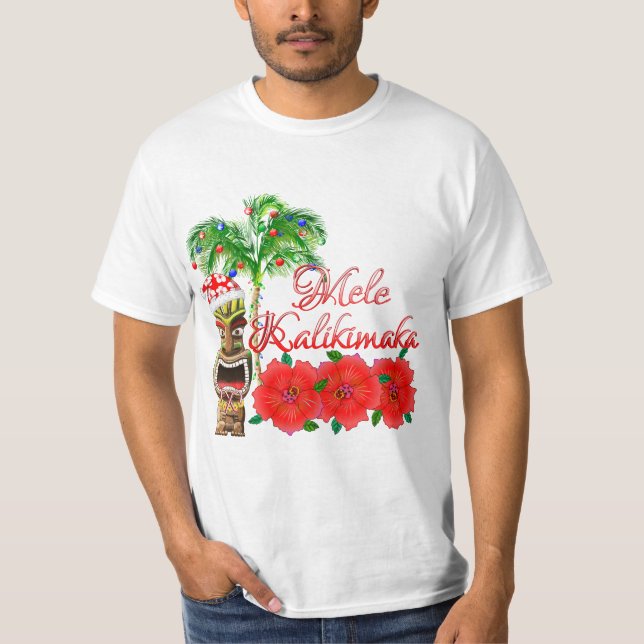 T-shirt Le Père Noël Tiki Mele Kalikimaka (Devant)