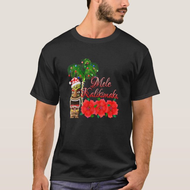 T-shirt Le Père Noël Tiki Mele Kalikimaka Noël À Hawa (Devant)