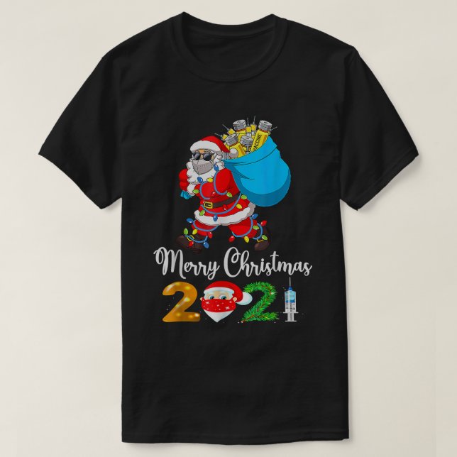 T-shirt Le Père Noël Vacciné Noël Lumières Joyeux Noël (Design devant)