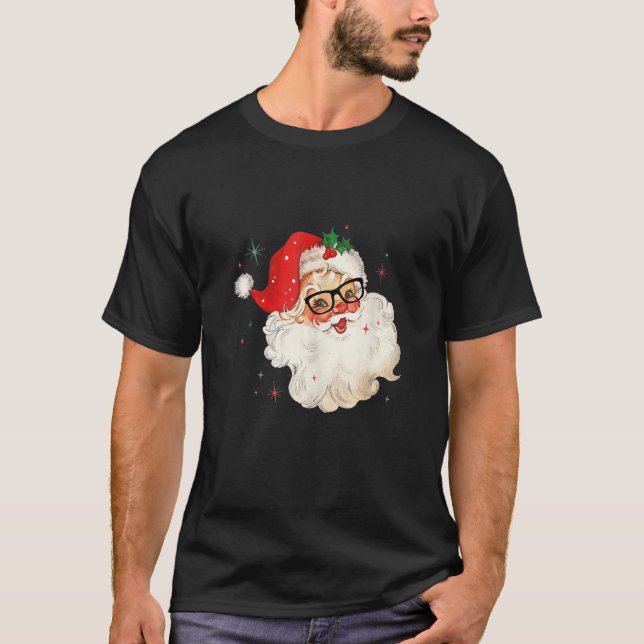 T-shirt Le Père Noël Visage Lunettes de soleil avec barbe  (Devant)