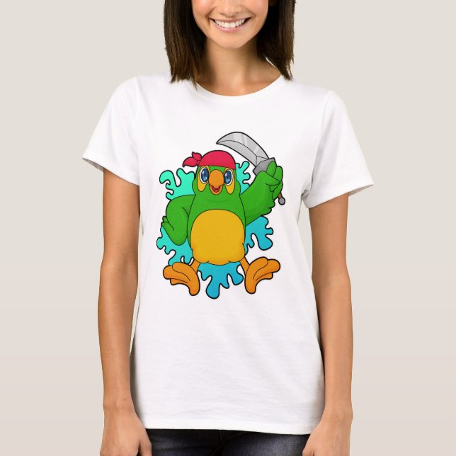 T-shirt Le perroquet comme pirate avec épée (Devant)