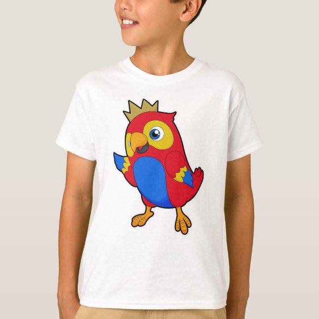T-shirt Le perroquet comme roi avec la couronne (Devant)