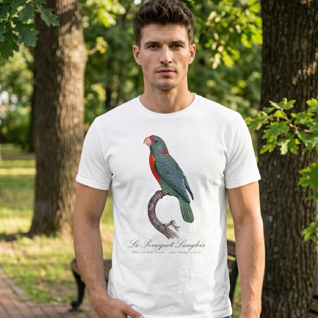 T-shirt Le Perroquet Langlois de Jacques Barraband (Le Perroquet Langlois by Jacques Barraband. Men Basic White T-Shirt)