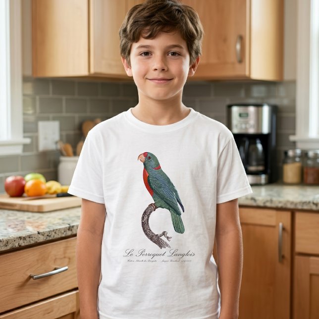 T-shirt Le Perroquet Langlois de Jacques Barraband (Le Perroquet Langlois by Jacques Barraband. Boy Basic White T-Shirt)