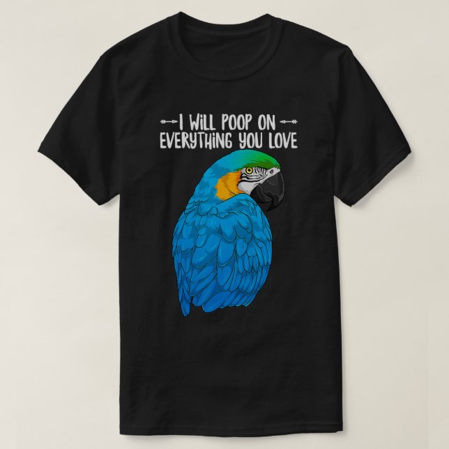 T-shirt Le Perroquet Macaw Bleu Et Jaune Pointera Sur Tout (Design devant)