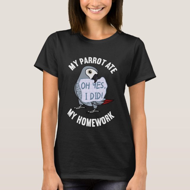 T-shirt Le perroquet mange mes devoirs I African Grey (Devant)