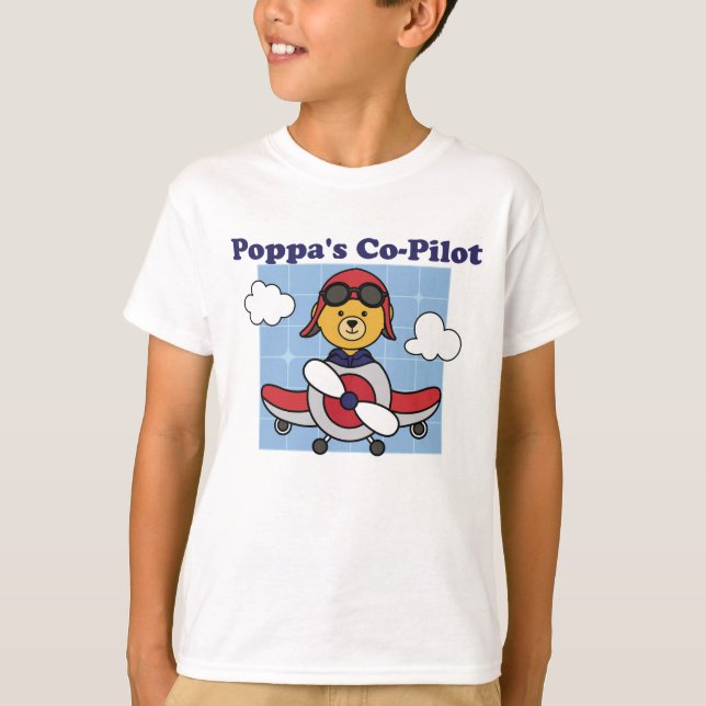 T-shirt Le petit copilote de Poppa - mignon avion (Devant)