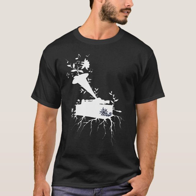 T-shirt Le phonographe, musical enracine le ~ version1 (Devant)