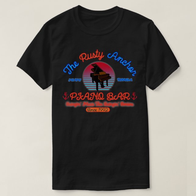 T-shirt Le Piano Bar rouillé Ancre depuis 1992 (Design devant)