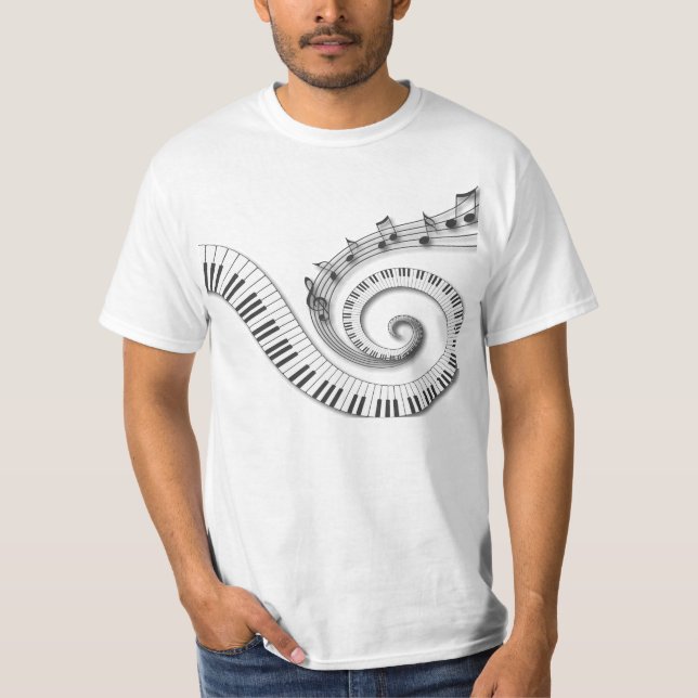 T-shirt Le piano verrouille des notes de musique (Devant)