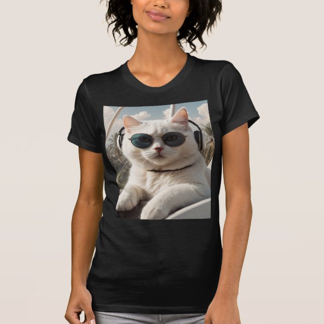 T-shirt Le pilote de chat. (Devant)