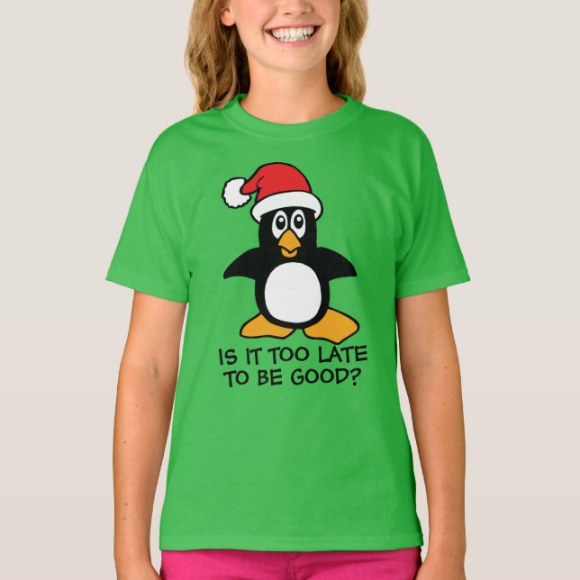 T-shirt Le pingouin drôle de Noël est lui trop en retard (Devant)
