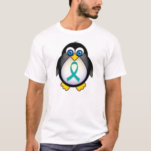 T-shirt Le pingouin turquoise de ruban badine la pièce en