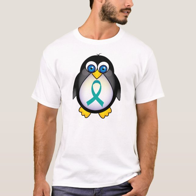 T-shirt Le pingouin turquoise de ruban badine la pièce en (Devant)