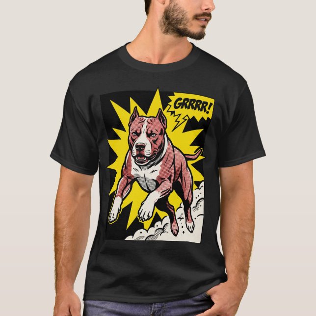 T-shirt Le Pittie Synthwave : Néon Rétro American Pit Bull (Devant)