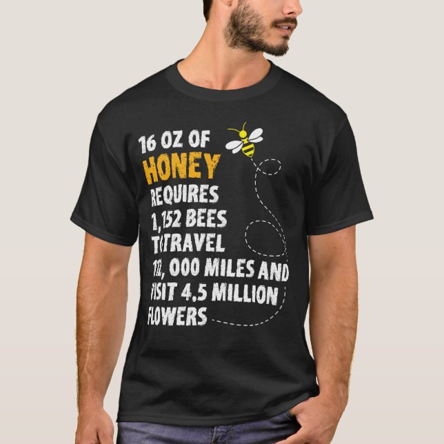 T-shirt Le plante de statistiques de miel d'abeille (Devant)